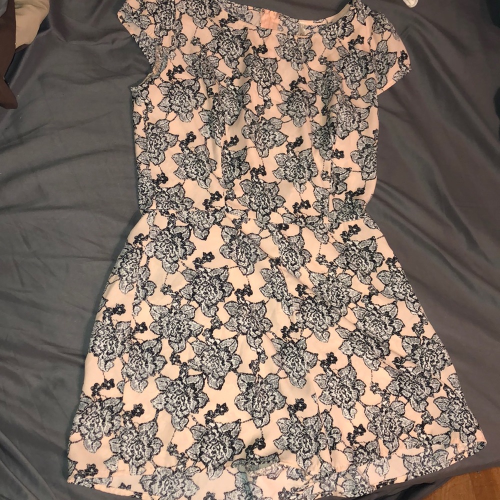 Floral Pink + Blue Romper